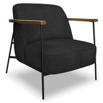 Poltrona para Sala Pés Metálicos Ellen S06 Bouclê Preto - Mpozenato