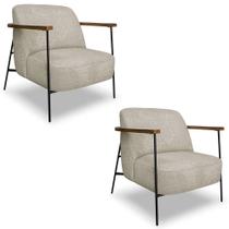 Poltrona para Sala Pés Metálicos Kit 2 Ellen S06 Bouclê Bege - Mpozenato Poltrona para Sala Pés Metálicos Kit 2 Ellen S06 Bouclê Bege - Mpozenato