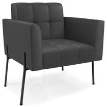 Poltrona Para Sala Pés Metálicos Preto Ana Sintético Preto - Ibiza Poltrona Para Sala Pés Metálicos Preto Ana Sintético Preto - Ibiza