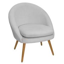 Poltrona Para Sala Rafa Pés Palito Castanho Bouclé Cinza Claro - Nexta Casa Poltrona Para Sala Rafa Pés Palito Castanho Bouclé Cinza Claro - Nexta Casa