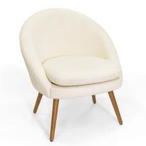 Poltrona Para Sala Rafa Pés Palito Castanho Bouclé Off White - Nexta Casa Poltrona Para Sala Rafa Pés Palito Castanho Bouclé Off White - Nexta Casa