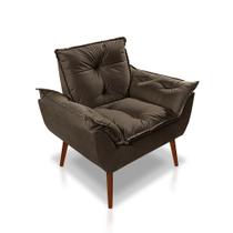 Poltrona Para Sala Suede Marrom