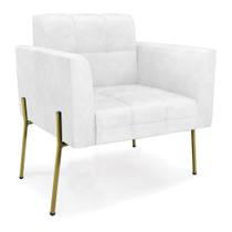 Poltrona Pé De Ferro Dourado Para Sala Elisa Corano D03 - D'rossi Cor Branco Poltrona Pé De Ferro Dourado Para Sala Elisa Corano D03 - D'rossi Cor Branco