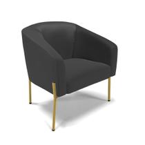 Poltrona Pé De Ferro Dourado Sala De Estar Stella material sintético Preto D03 - D'rossi Poltrona Pé De Ferro Dourado Sala De Estar Stella material sintético Preto D03 - D'rossi