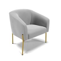 Poltrona Pé De Ferro Dourado Sala De Estar Stella Suede Cinza D03 - D'rossi Poltrona Pé De Ferro Dourado Sala De Estar Stella Suede Cinza D03 - D'rossi