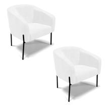 Poltrona Pé De Ferro Preto Kit 2 Stella Corano Branco D03 - D'rossi Poltrona Pé De Ferro Preto Kit 2 Stella Corano Branco D03 - D'rossi