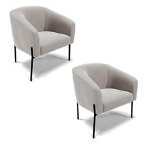 Poltrona Pé De Ferro Preto Kit 2 Stella Veludo D03 - D'rossi Cor Cinza Poltrona Pé De Ferro Preto Kit 2 Stella Veludo D03 - D'rossi Cor Cinza