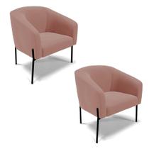 Poltrona Pé De Ferro Preto Kit 2 Stella Veludo D03 - D'rossi Cor Rose Poltrona Pé De Ferro Preto Kit 2 Stella Veludo D03 - D'rossi Cor Rose