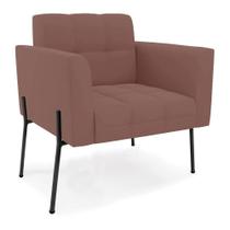 Poltrona Pé De Ferro Preto Para Sala Elisa Veludo Rosê D03 - D'rossi Poltrona Pé De Ferro Preto Para Sala Elisa Veludo Rosê D03 - D'rossi