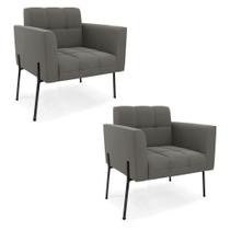 Poltrona Pé De Ferro Preto Para Sala Kit 2 Elisa Suede D03 - D'rossi Cor Grafite Poltrona Pé De Ferro Preto Para Sala Kit 2 Elisa Suede D03 - D'rossi Cor Grafite