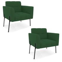 Poltrona Pé De Ferro Preto Para Sala Kit 2 Elisa Veludo Verde D03 - D'rossi Poltrona Pé De Ferro Preto Para Sala Kit 2 Elisa Veludo Verde D03 - D'rossi