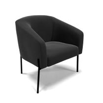 Poltrona Pé De Ferro Preto Sala De Estar Stella Suede Preto D03 - D'rossi