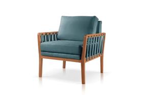 Poltrona Perla Linho Azul Decorativa Sala Estar Confortável Poltrona Perla Linho Azul Decorativa Sala Estar Confortável