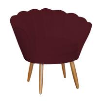 Poltrona Pétala Decorativa Suede Bordo Pés de Palito - Vallisa Decor.