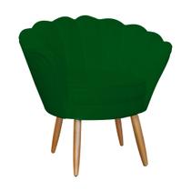 Poltrona Pétala Decorativa Suede Verde Pés de Palito - Vallisa Decor.
