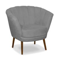 Poltrona Pétala Flor Decorativa Suede Cinza Claro Poltrona Pétala Flor Decorativa Suede Cinza Claro