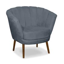 Poltrona Pétala Flor Decorativa Suede Grafite