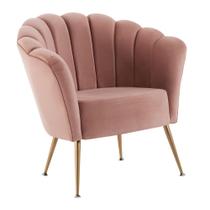 Poltrona Pétala Veludo Rosa Base Aço Dourado - DAF Mobiliário