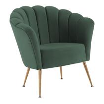 Poltrona Pétala Veludo Verde Base Aço Dourado - DAF Mobiliário Poltrona Pétala Veludo Verde Base Aço Dourado - DAF Mobiliário