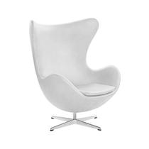 Poltrona Premium Egg sem Puff Base Alumínio em Sintético Branco