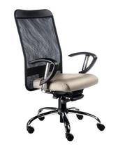 Poltrona Presidente Base Cromada Linha Tela Mesh Bege