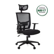 Poltrona Presidente Tela ANM-312P - C/ Encosto de Cabeça - Cor Preto - BLUME - 32981