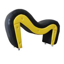 Poltrona Preta e Amarela Cavalinho Tantra Chair com Algemas