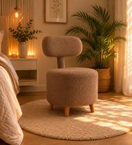 Poltrona Puff Veneza Decorativa Bouclé com Encosto Poltrona Puff Veneza Decorativa Bouclé com Encosto
