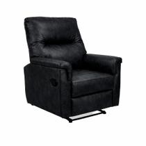 Poltrona Ravena Reclinável material sintético Preto Brilho - Sallar Home Poltrona Ravena Reclinável material sintético Preto Brilho - Sallar Home