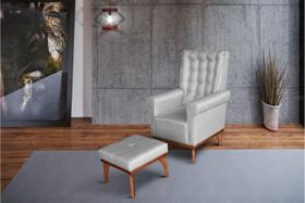 Poltrona Realeza Capitone com puff linho grafite Ideal Móveis Poltrona Realeza Capitone com puff linho grafite Ideal Móveis