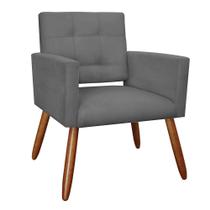 Poltrona Recepção Camila Suede Cinza Pés Palito - Vallisa Decor