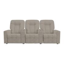 Poltrona Reclinável 3 lugares para Sala de Cinema Romeo F05 Veludo Capuccino - Lyam Decor