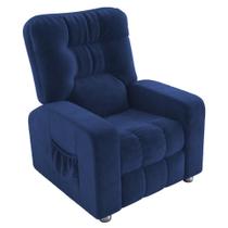 Poltrona Reclinável Almofada Derby Veludo Azul Poltrona Reclinável Almofada Derby Veludo Azul