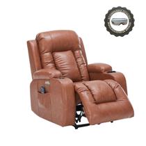 Poltrona Reclinável Austin com Massagem Aquecimento USB USBc Brinde Óculos Massageador Bluetooth PU Caramelo G94 - Gran Belo Poltrona Reclinável Austin com Massagem Aquecimento USB USBc Brinde Óculos Massageador Bluetooth PU Caramelo G94 - Gran Belo