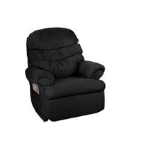 Poltrona Reclinável Barão Suede Liso Preto Império Estofados