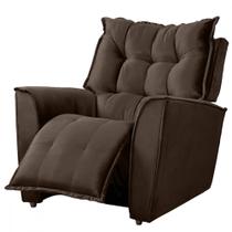 Poltrona Reclinavel Do Papai King Tecido Veludo Chocolate