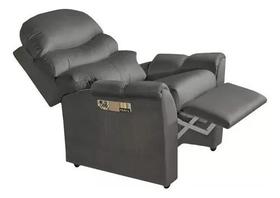 Poltrona Reclinável Do Vovô Grecia Sued Cinza Confortável