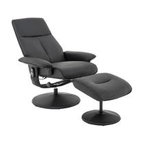 Poltrona Reclinável Elétrica de Massagem com Apoio de Pés e Giratória Nebraska Pu Preto G56 - Rivatti