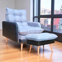 Poltrona Reclinável Em 3 Posições Com Puff Em Linho Premium Grafite/preto Grafite/preto C/puff Roma