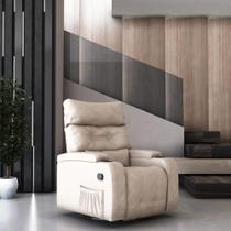 Poltrona Reclinável Giratória Grace material sintético Bege