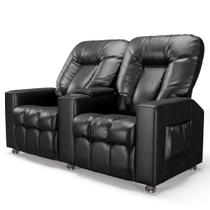 Poltrona Reclinável Para Cinema 2 Lugares Praddo FH9 PU Preto Brilho - Mpozenato Poltrona Reclinável Para Cinema 2 Lugares Praddo FH9 PU Preto Brilho - Mpozenato