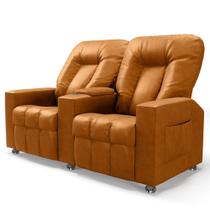 Poltrona Reclinável Para Cinema 2 Lugares Praddo FH9 PU Whisky - Mpozenato