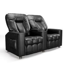 Poltrona Reclinável Para Cinema 2 Lugares Sora Pu Preto Brilho Fh1 - D'rossi Poltrona Reclinável Para Cinema 2 Lugares Sora Pu Preto Brilho Fh1 - D'rossi