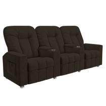 Poltrona Reclinável Para Cinema 3 Lugares Praddo FH9 PU Marrom - Mpozenato Poltrona Reclinável Para Cinema 3 Lugares Praddo FH9 PU Marrom - Mpozenato