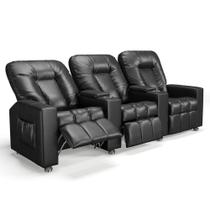 Poltrona Reclinável Para Cinema 3 Lugares Praddo FH9 PU Preto - Mpozenato Poltrona Reclinável Para Cinema 3 Lugares Praddo FH9 PU Preto - Mpozenato