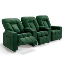 Poltrona Reclinável Para Cinema 3 Lugares Praddo FH9 PU Verde - Mpozenato Poltrona Reclinável Para Cinema 3 Lugares Praddo FH9 PU Verde - Mpozenato
