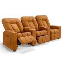 Poltrona Reclinável Para Cinema 3 Lugares Praddo FH9 PU Whisky - Mpozenato Poltrona Reclinável Para Cinema 3 Lugares Praddo FH9 PU Whisky - Mpozenato