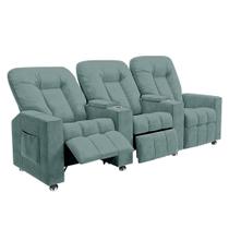 Poltrona Reclinável Para Cinema 3 Lugares Praddo FH9 Veludo Azul Claro - Mpozenato Poltrona Reclinável Para Cinema 3 Lugares Praddo FH9 Veludo Azul Claro - Mpozenato