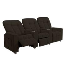 Poltrona Reclinável Para Cinema 3 Lugares Praddo FH9 Veludo Marrom - Mpozenato Poltrona Reclinável Para Cinema 3 Lugares Praddo FH9 Veludo Marrom - Mpozenato