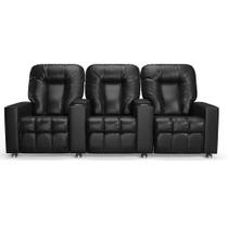 Poltrona Reclinável Para Cinema 3 Lugares Sora Pu Preto Brilho Fh1 - D'rossi